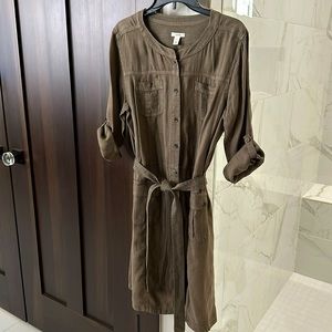 CASLON Olive Linen Dress